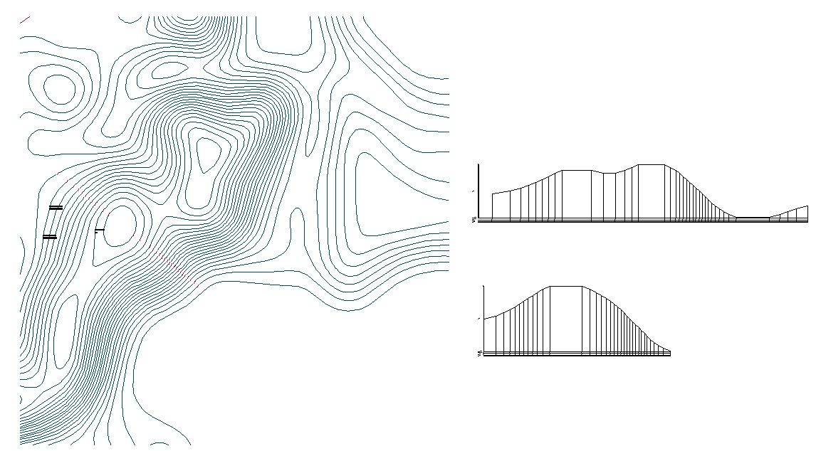 Cross-sections of a map fragment in ZWCAD