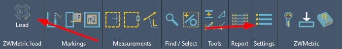 Ribbon of ZWMetric application for ZWCAD