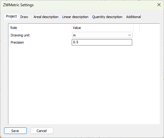 ZWMetric settings menu