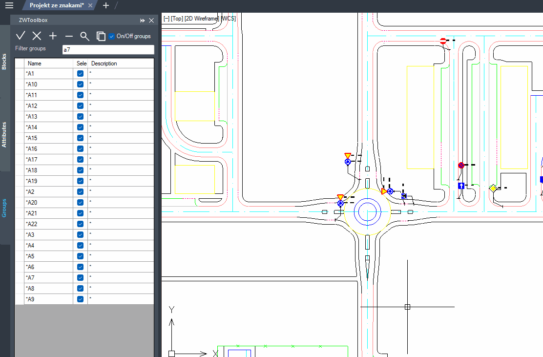 Example of usage of the block panel in ZWToolbox