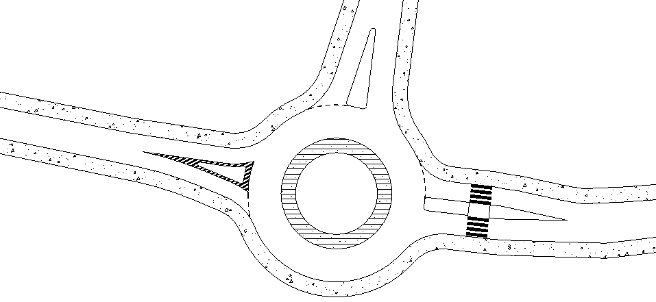 Empty roundabout created with horizontal signs