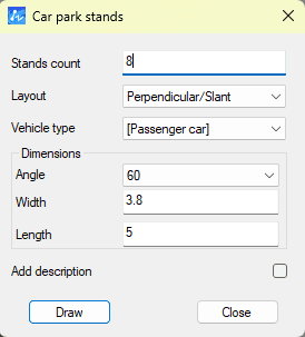 Standard car parks settings