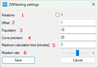 Settings of ZWNesting addon