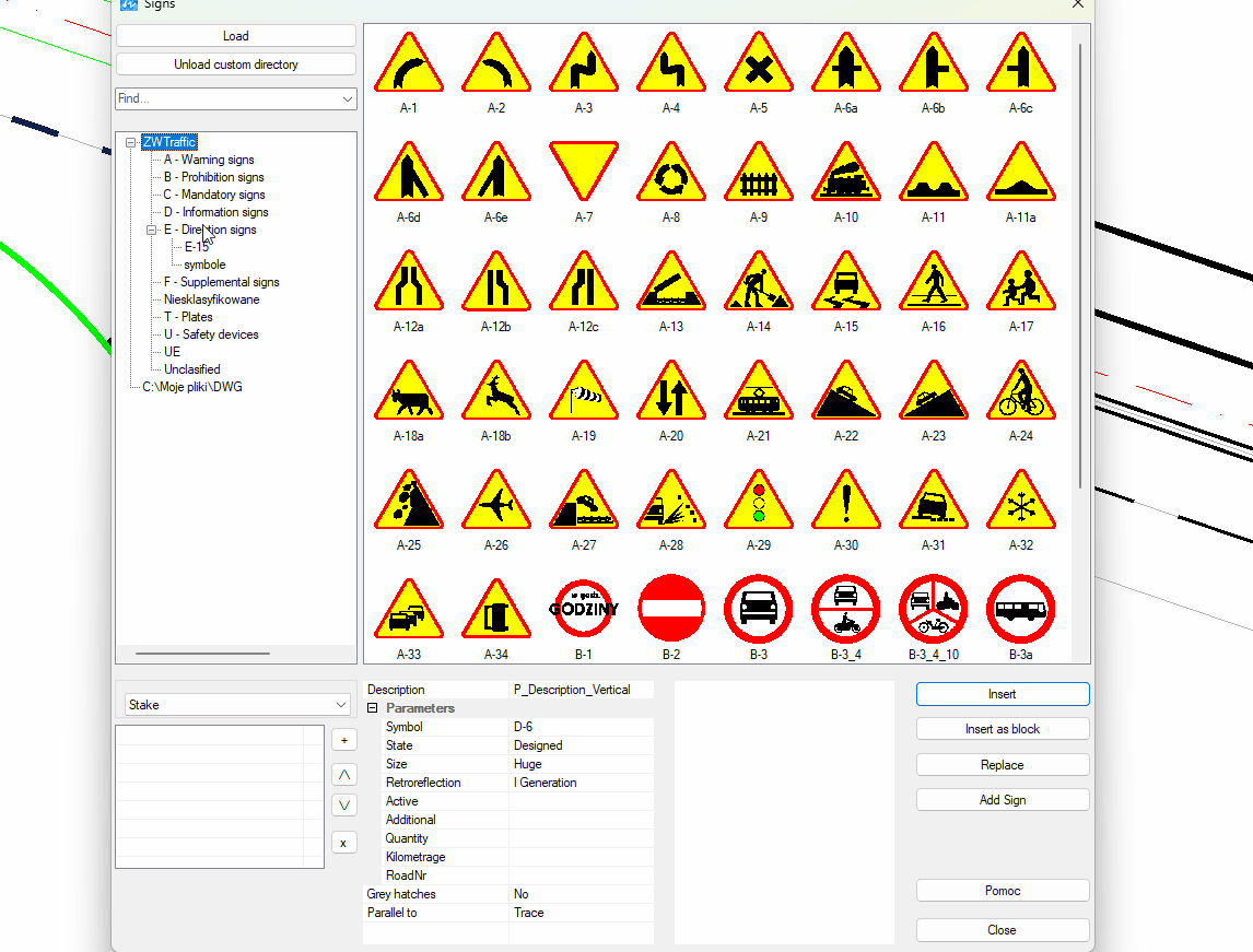 Inserting a sign from library in ZWTraffic