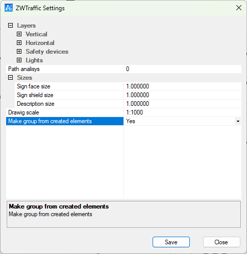 Settings of ZWTraffic in ZWCAD