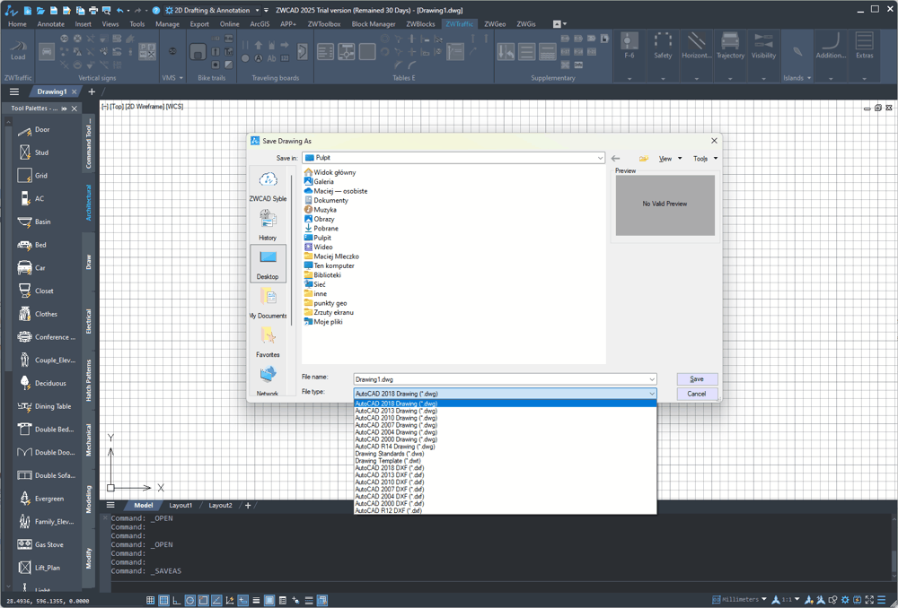 Native formats of ZWCAD files