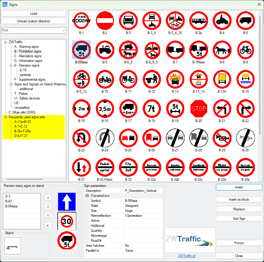 New changes in ZWTraffic's Sign library