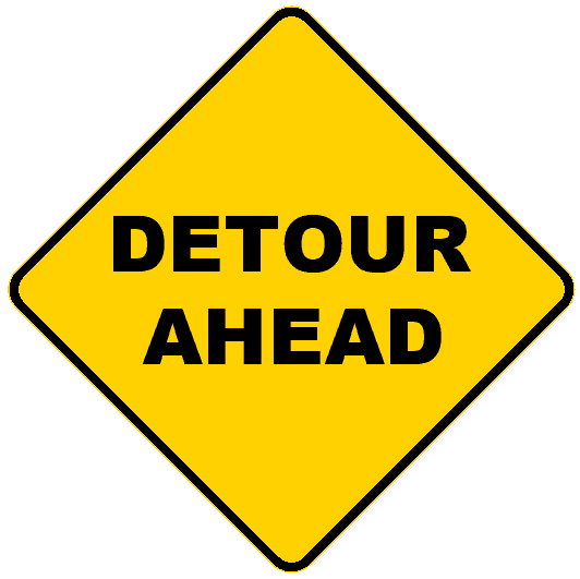 Detour ahead sign