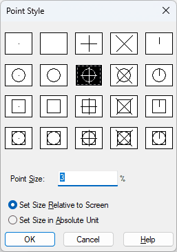 Style of points in ZWCAD