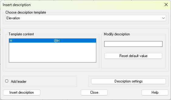 Insert description with ZWGeo application Inserting description