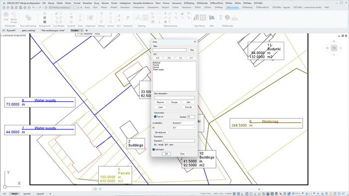 Area measurement in ZWExtender